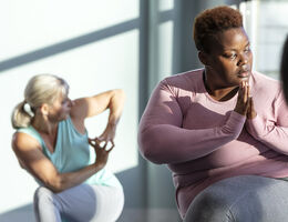 Women in a yoga class.